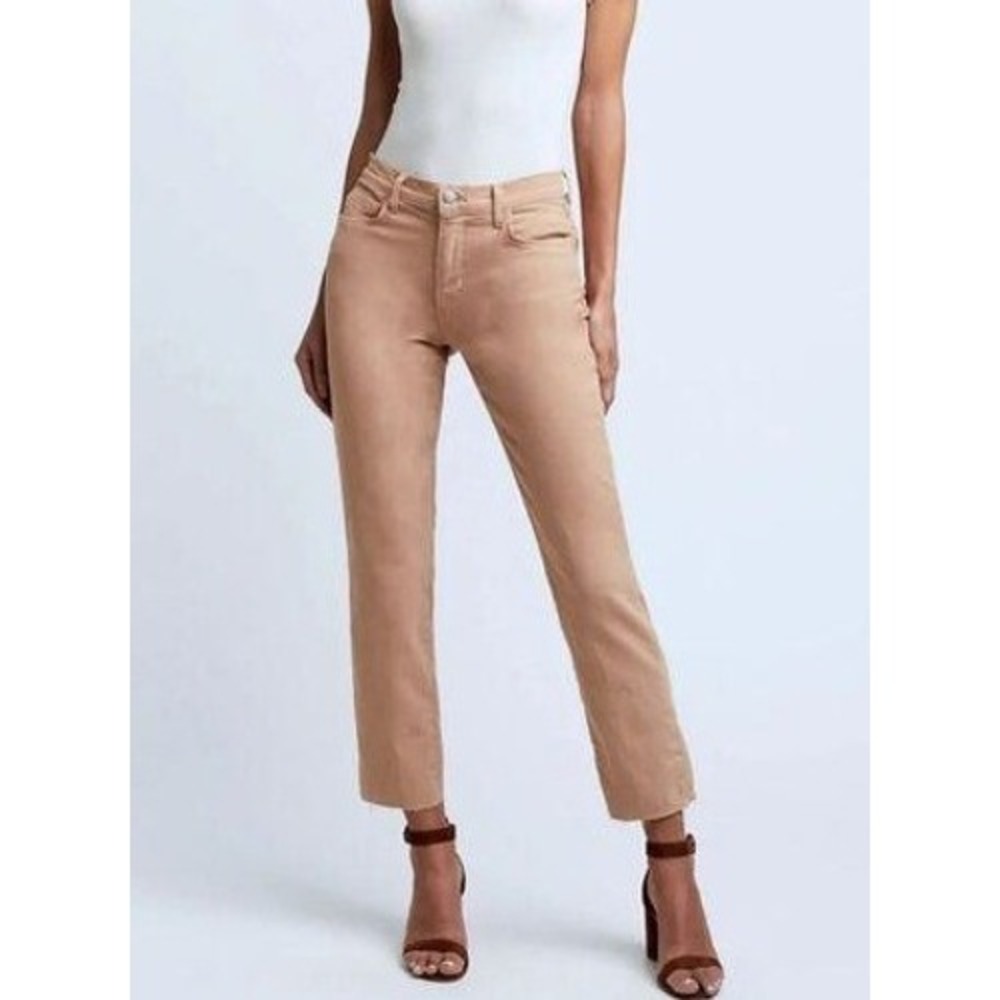 L'AGENCE Womens Sada Cropped Slim High-Rise Jeans in Light Mocha Size 25 Raw Hem - Picture 6 of 6